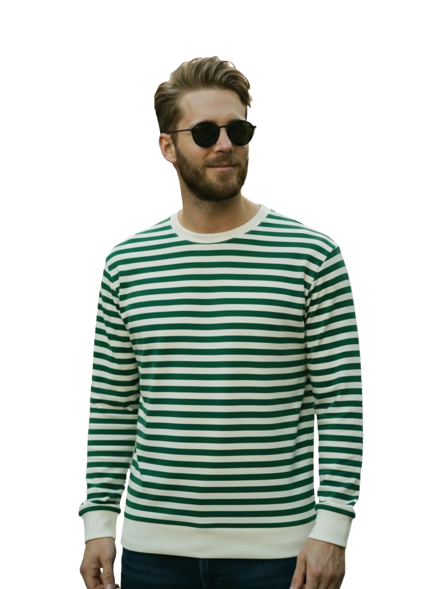 Mack Jonney Men’s Black Cotton Full Sleeve T-Shirt | Soft Breathable Casual Wear | Stylish Striped Round Neck Tshirt-JMAK-107