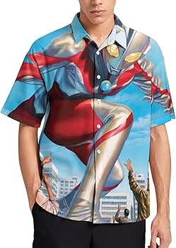 wind and sea プリント 開襟 アロハ シャツ Amazon | [GAKYOUR] ウルトラマンティガ ペインティング 夏服