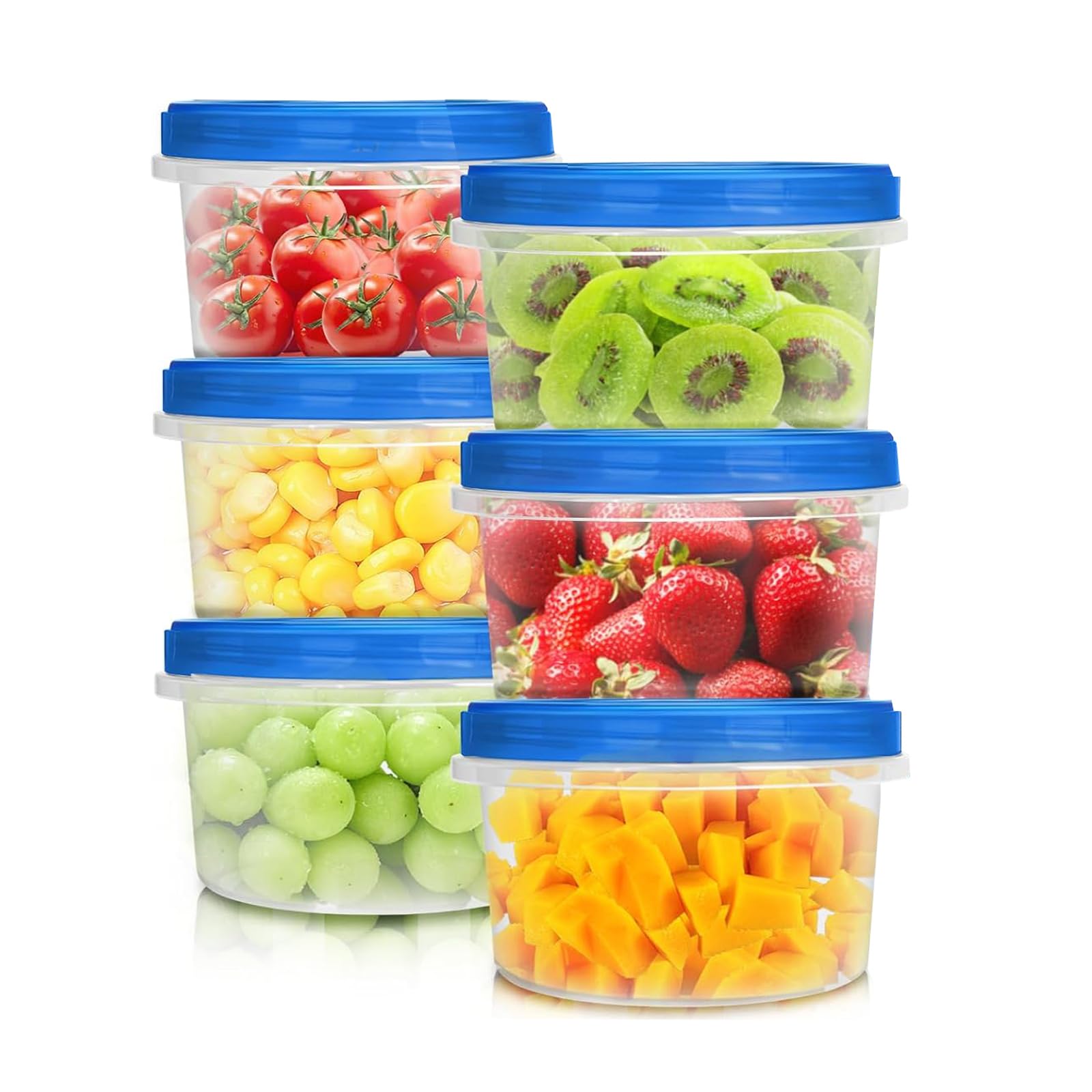 niCWhite Freezer Storage Containers Plastic Deli Containers, 6pcs 17oz