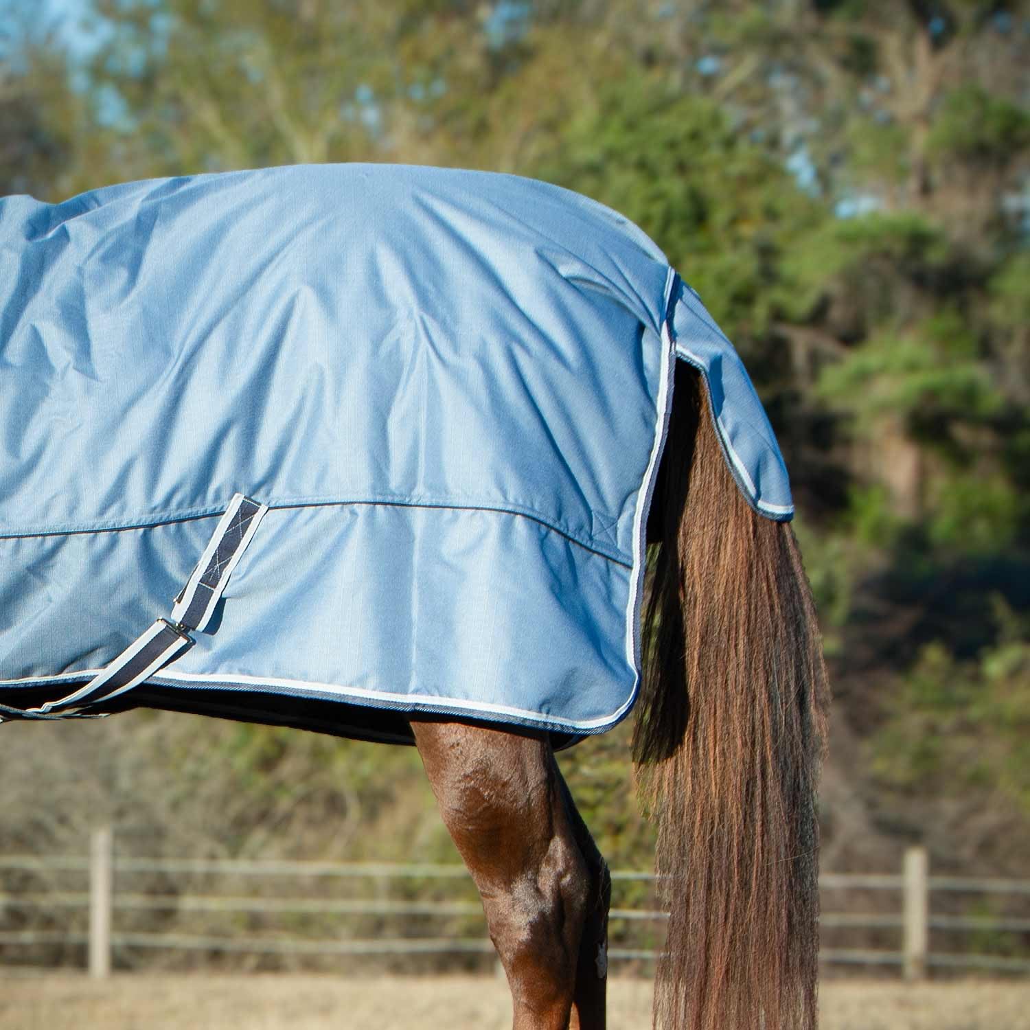 Jeffers Poplar Head Refuge 1200 Denier Turnout Blanket w/High Neck, Hamilton Blue, 69"– Waterproof & Breathable Horse Blanket, 240g Insulation, Adjustable Fit for Comfort & Safe Use, Durable Design: 66 in