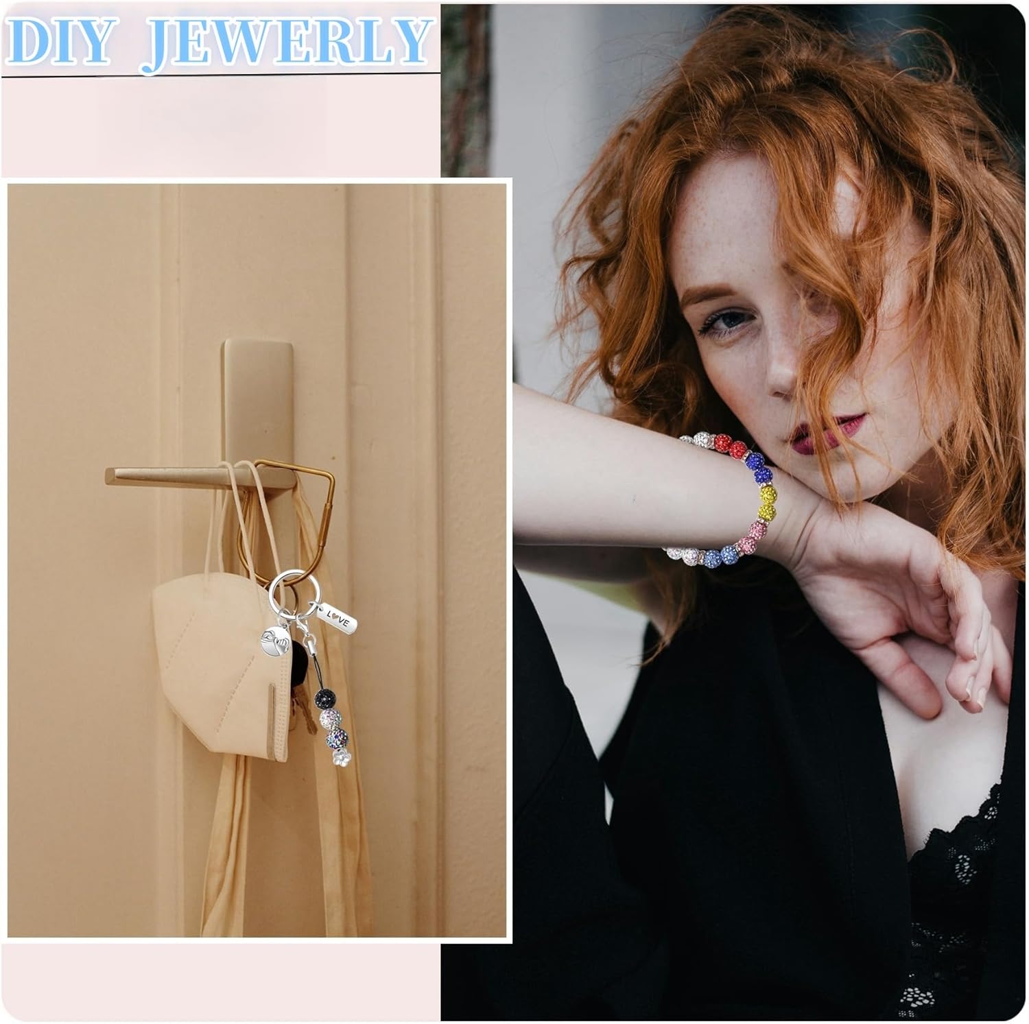 QINJIEJIE 100pcs Rhinestone Beads for Jewelry Making, Baseball Beads, 10mm Beads 10 Mixed Colors Glitter Diamond Beads Bulk, Round Disco Ball Beads Bulk for Bracelet Baseball Necklace Craft - Image 6