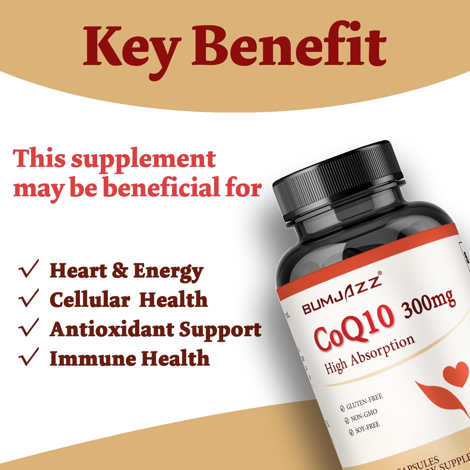 CoQ10 300mg - 120 Capsules - High Absorption - Non-GMO - Gluten-Free - Coenzyme Q10 - CoQ10 Capsules — Amazon image 3
