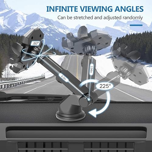 Miniatura 5 de Manords - Soporte para coche para parabrisas de tablero compatible con todos los teléfonos celulares iPhone y Android, color negro