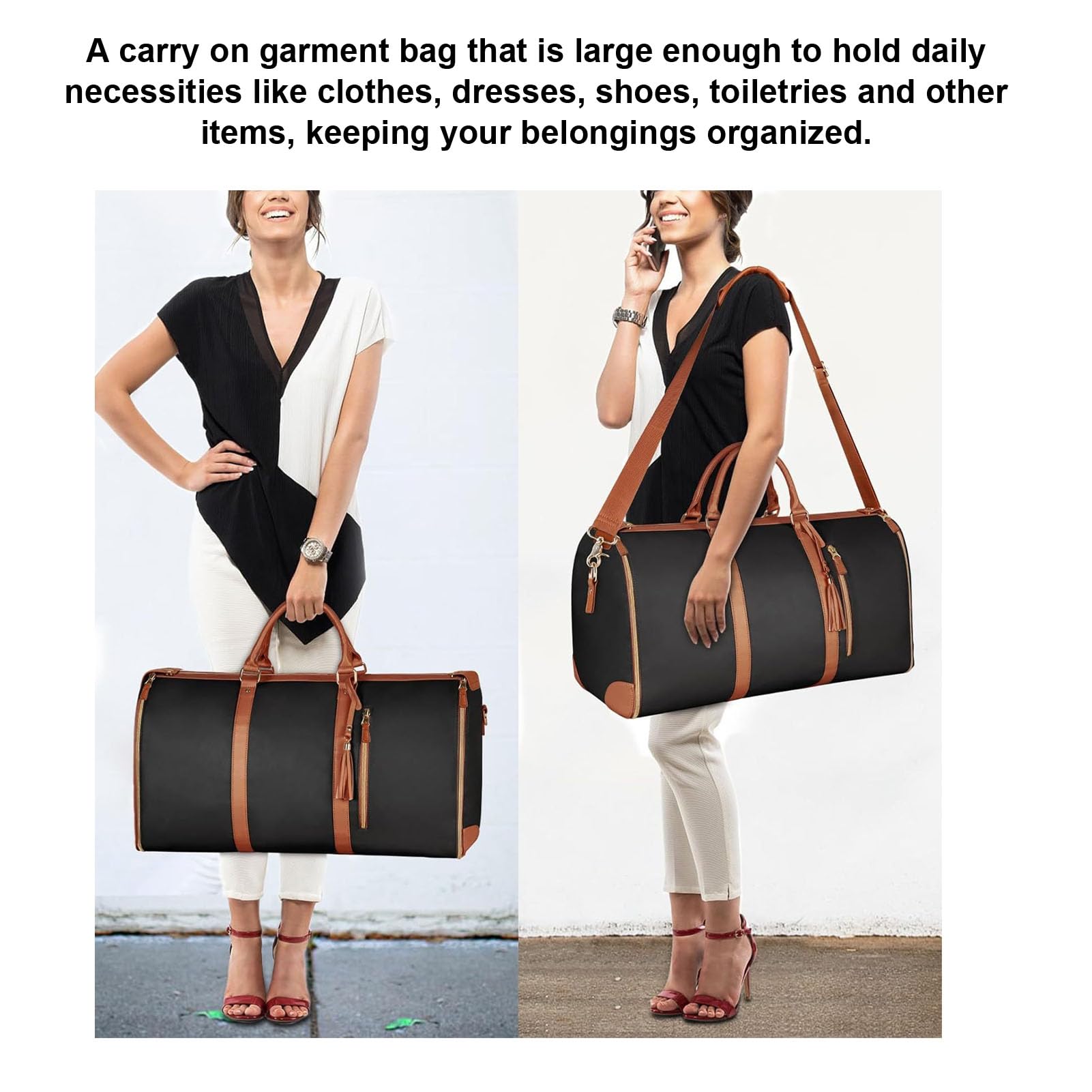BRRNOO Borsa da Viaggio in Pelle PU con Tracolla, Large Capacity, for