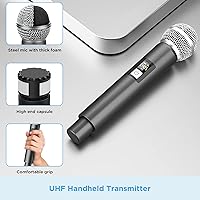 Vista 6 de Bietrun - Micrófono inalámbrico, juego de micrófonos de mano dinámicos de metal UHF con receptor recargable, salida de 1/4 de pulgada, para karaoke