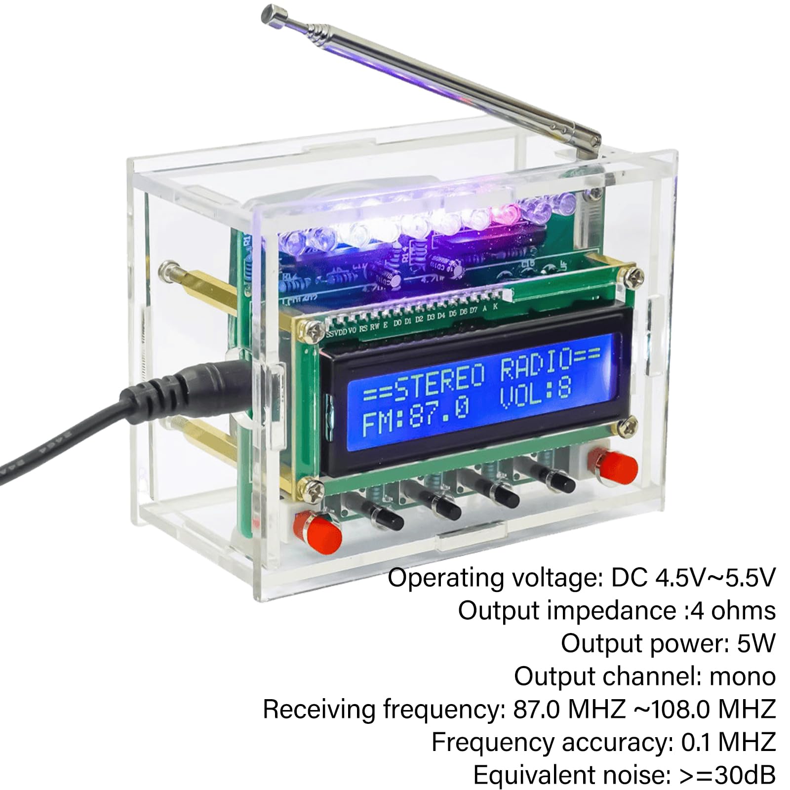 Lötübungs Kit, FM Radio Kits, DIY Elektronik Löt, Lötprojekte Bausatz Radio Modul, FM 87-108 MHz Drahtloser Empfänger zum Lernen und Lehren
