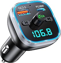 Mohard Bluetooth Auto, 54W PD & QC 3.0 Trasmettitore FM Bluetooth 5.3 per Auto Ricarica Rapida, Adattatore Accendisigari Auto Luce Ambientale, Chiamata Vivavoce Supporta Musica HiFi Assistente Vocale