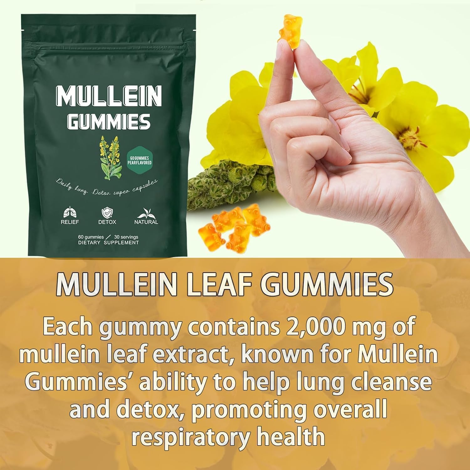 BetterLungs Mullein Gummies, Healthcare Supplement Edible Fitness Dietary Gummy, Lung Health & Sinus Relief, Leaf Extract for Lungs, Fast Acting Lung Cleanse, Daily Lung Health Care (3 Pcs) 4 711DDJOelVL. AC SL1500