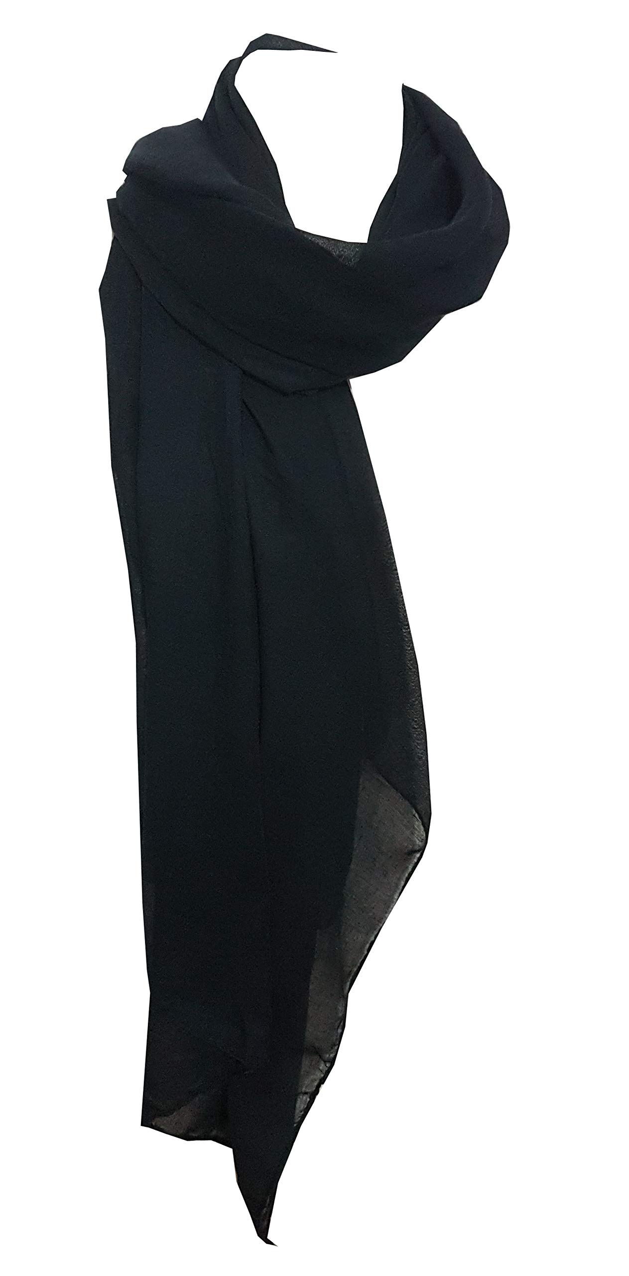 Ksc Women's Black Plain Hijab, Scarf, Sarong, Lovely Colours Lightweight Large Size Buy 4 Get 1 Free (Black)