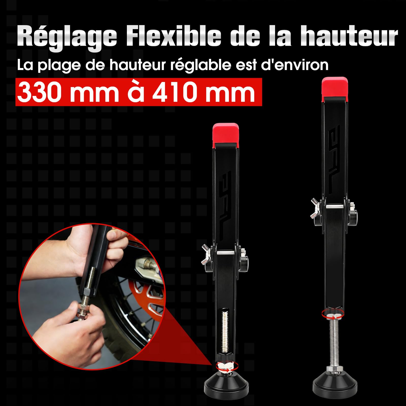 Béquille d'Atelier Moto Arrière Pliable pour Pit Bike Dirt Bike Rouge