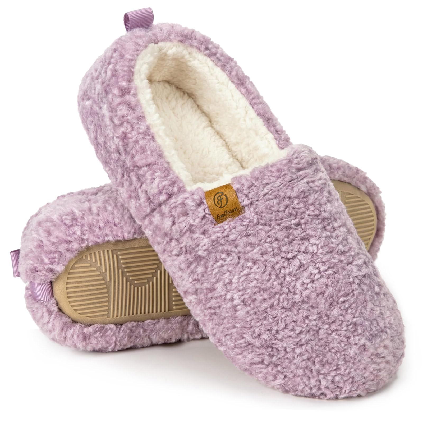 EverFoams Damen Winter Warme Hausschuhe Kunstwolle Memory Foam Geschlossen Pantoffeln