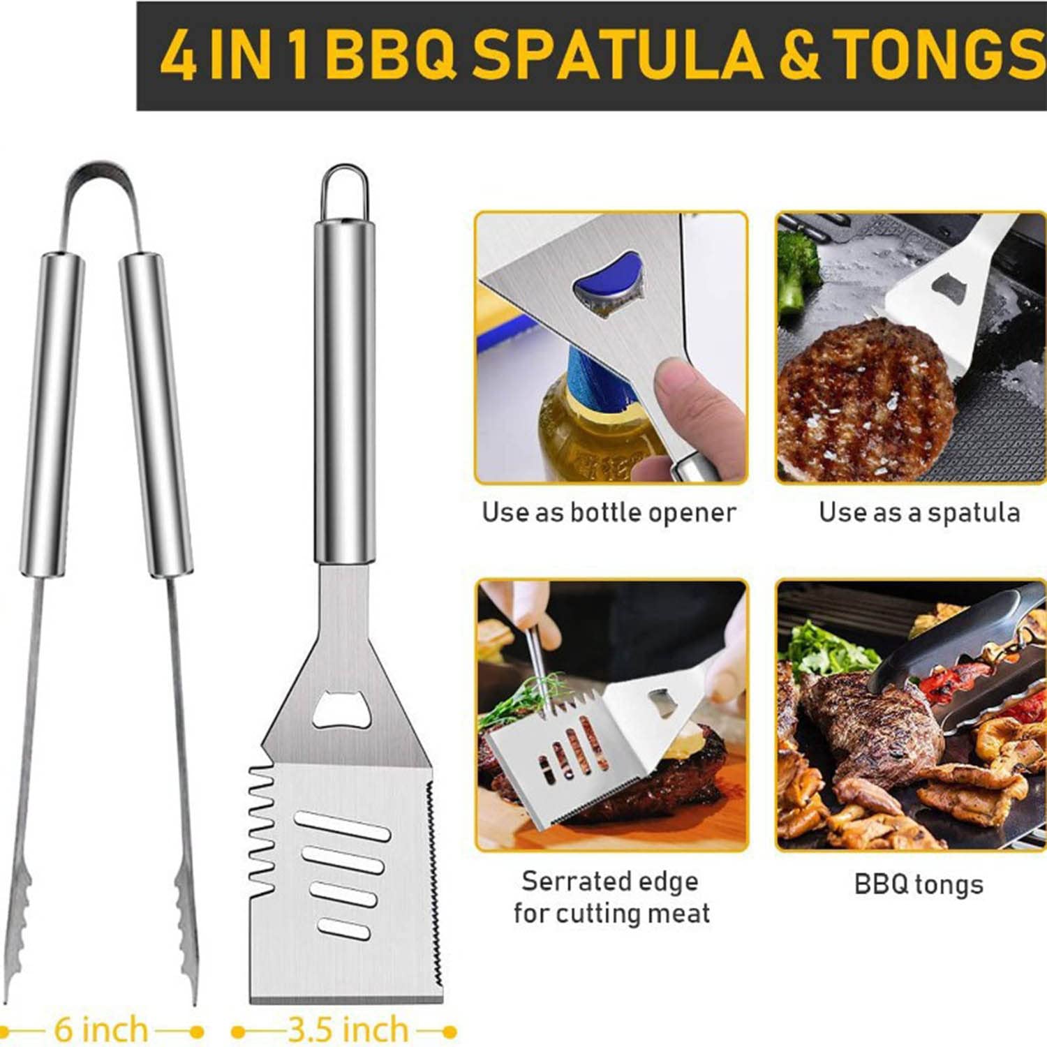 Accessori per Barbecue in Acciaio Inossidabile Utensili per Grill Resistente al Calore Regali per Uomini Donne papà per Il Compleanno di Natale (33 PCS)