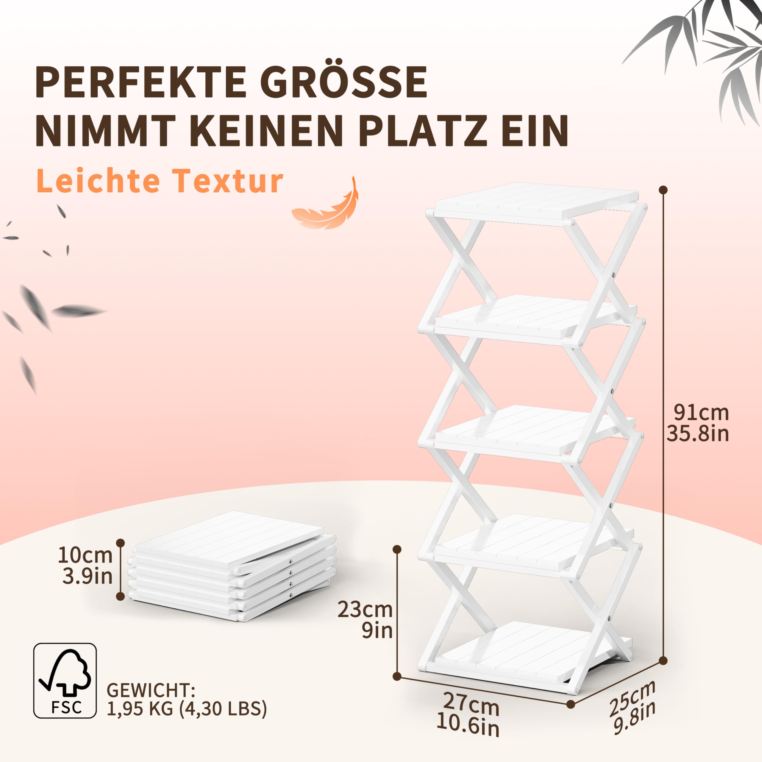 schmales Schuhregal, Ohne Installation, klappbarer Schuhhalter, Tragbare Holz Schuhregale, platzsparend, multifunktional für Eingangsbereiche und Schlafzimmer (Weiß, Verdickung 5 Schichten)