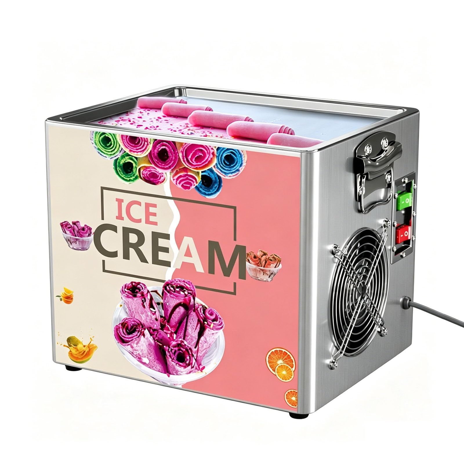 AETEREOS Commercial Ice Roll Maker, Stir-Fried Yogurt Cream Machine 330W, Ice Cream Roll Machine, one-Button Defrost Method with Food Shovels Perfect for Bars,Cafes Dessert Shops