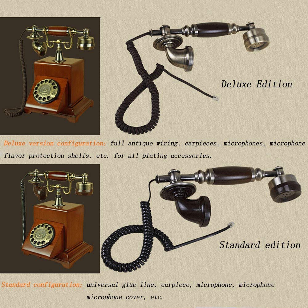 Telefon stacjonarny retro z obrotowym wybieraniem, antyczny telefon, klasyczny metalowy zegar, przewodowy telefon retro z funkcją głośnomówiącą i ponownego wybierania, zabytkowy telefon dekoracyjny,
