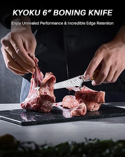 Miniatura 6 de KYOKU Shogun Koi Series Cuchillo de deshuesar de 6 pulgadas, cuchillo de filete con patrón de escala Koi, cuchillo de cocina japonés VG10 de acero