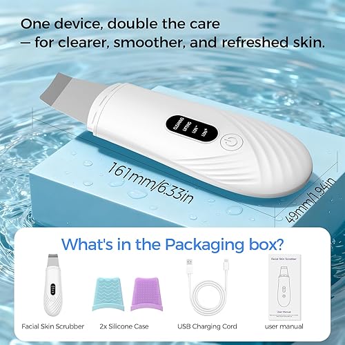 Miniatura 7 de Espátula facial para exfoliar la piel, herramienta removedor de puntos negros para limpieza profunda facial, limpiador de poros con 4 modos, Blanco