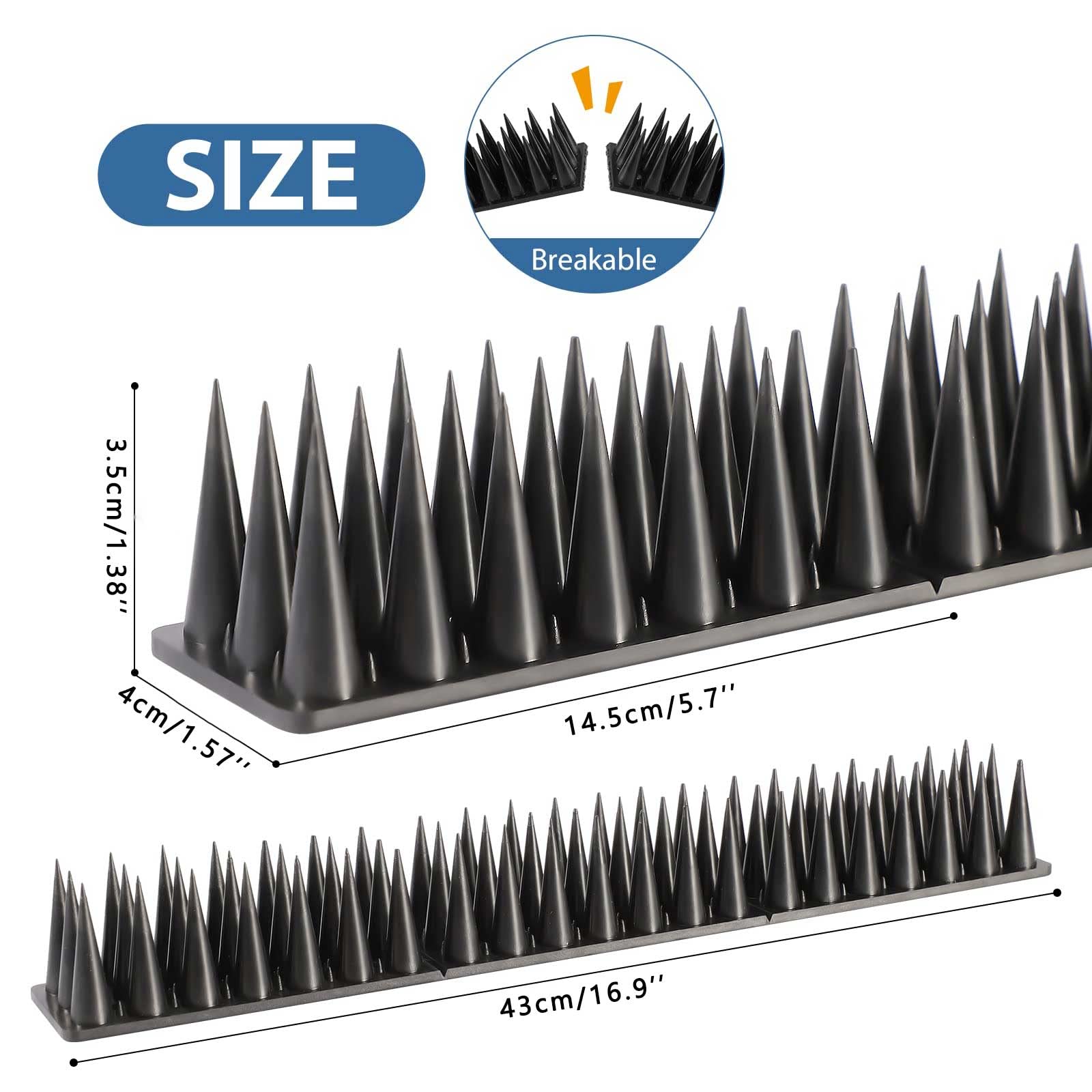 YeahBoom 12 Pièces Pic Anti Pigeon,5.16M Anti Pigeon pour Balcon Plastique,3 rangées Repulsif Chat Repulsif Pigeon Kit,Pique Anti Pigeon Plastique,Anti Pigeon,Anti Pigeons pour Balcon