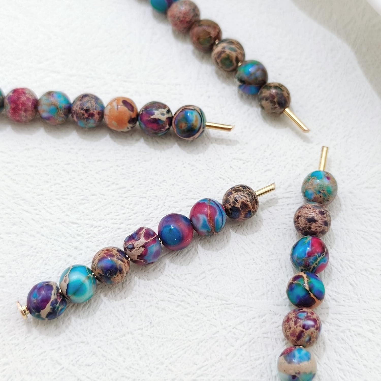 4MM Colorful Round Stone Beads Natural Emperor Jasper Loose Beads for Jewelry Making Stone Round Loose Stone Beads for DIY Bracelets Necklace(ZS-1215-Purple*4MM) Purple 4MM