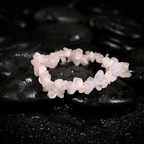Miniatura 6 de Duanmeinad - Pulsera de cuarzo rosa con cristales de piedra natural con piedras preciosas y piedras preciosas
