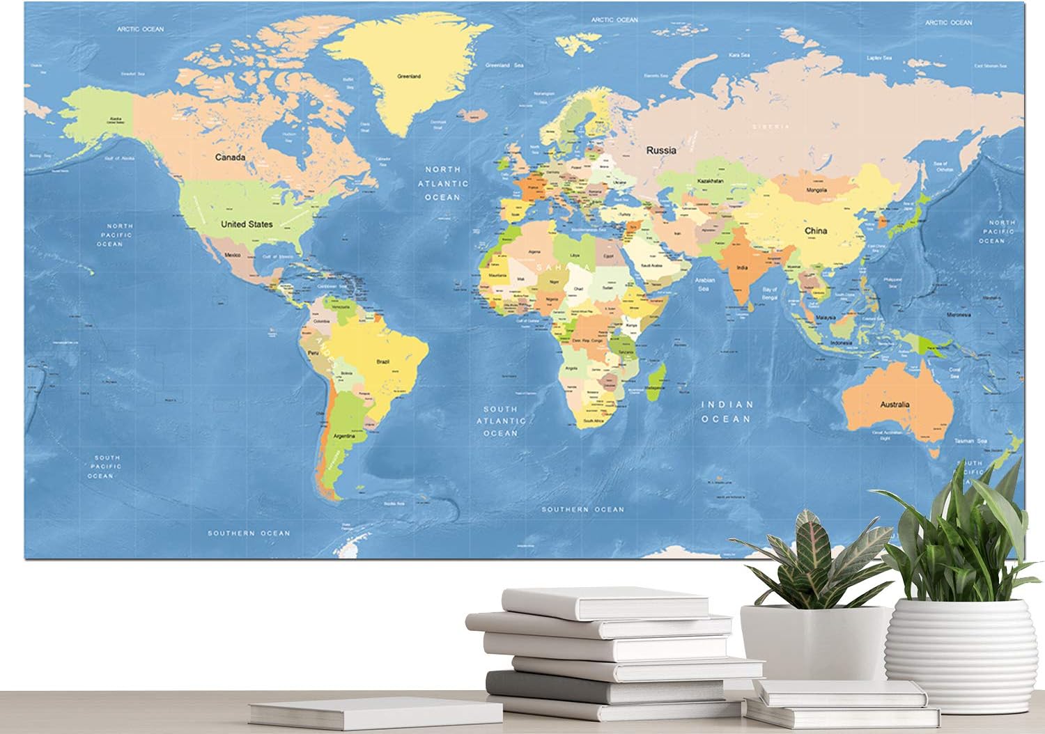 世界地図 ポスター 英語 大きいサイズ オフィス インテリア Lサイズ World Map Big Poster Hotdogger 地図 文房具 オフィス用品 Amazon