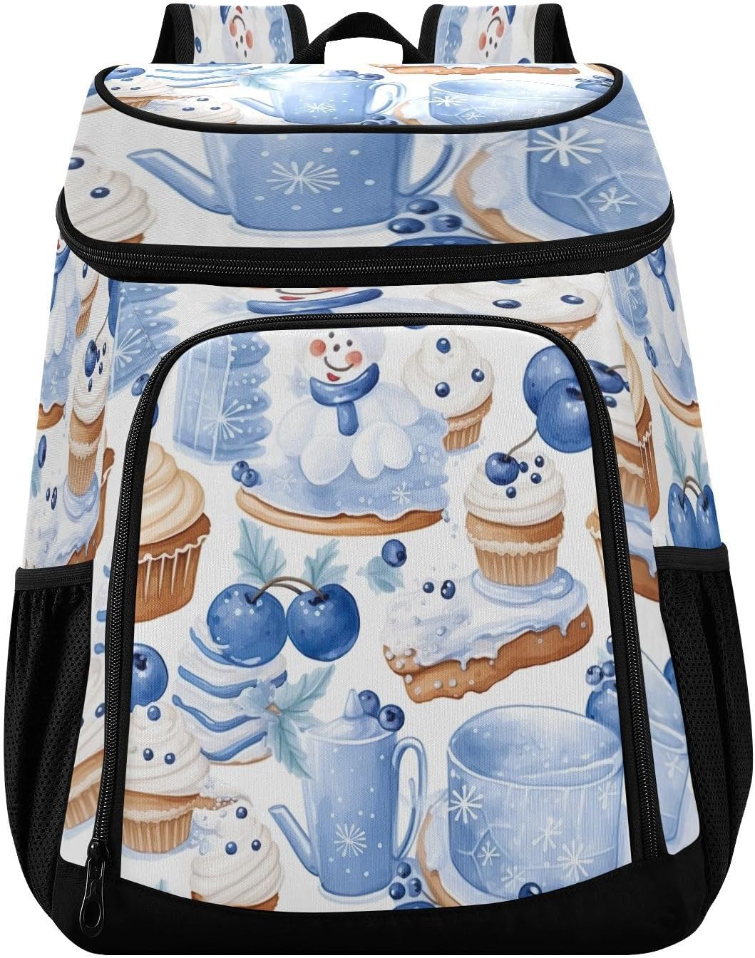 Blue Cookies Cooler Backpack 36 Cans Leakproof Waterproof Backpack Cooler Bag Beach Accessories Travel Camping Fishing Backpack for Women Men