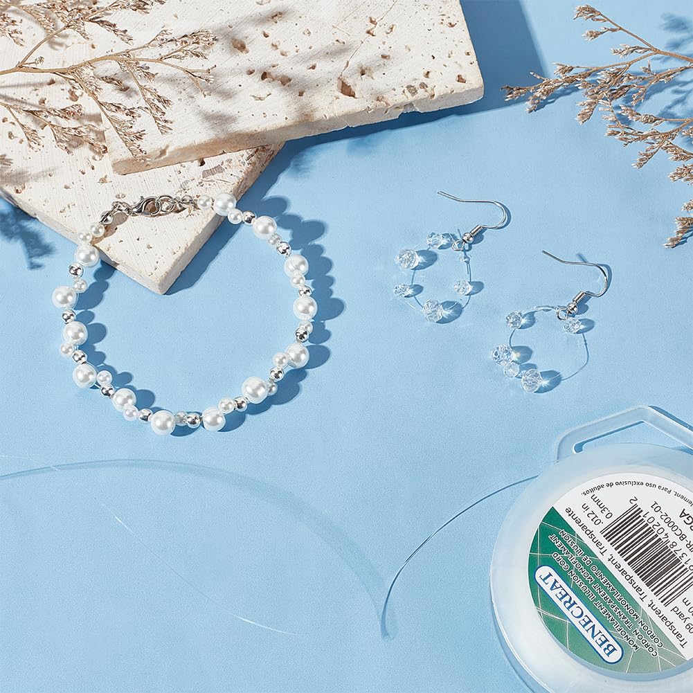 BENECREAT Fil De Pêche Nylon Transparent 0.2 Mm 200 M – Idéal Perles, Bijoux, Suspendre Ornements & Décoration