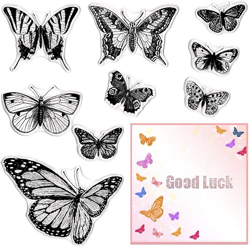 Sellos transparentes de mariposa para hacer tarjetas, sellos de goma transparente de animales, sellos de mariposas para decoración de tarjetas disponible en Yaxa Peru