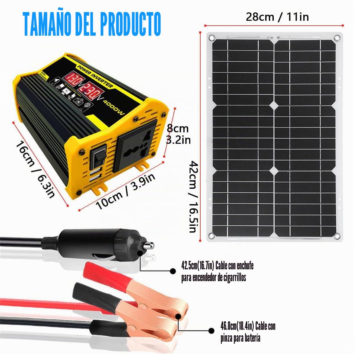 Kit De Panel Solar, Placas Solares para Casa Kit Completo 400W, Panel Solar Plegable De 18W, Controlador De Carga Solar De 30A con Pantalla LED De Potencia Y 2 Puertos USB Black-220V