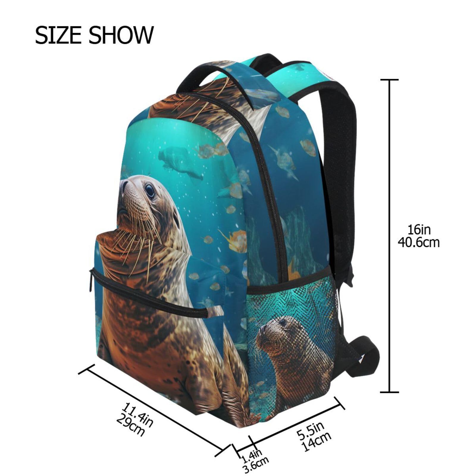 Sigillo Nuoto Blu Oceano Zaino per Bambini Studente Scolastico Zaino da Bookbag Borsa Del Libro per Viaggio Teenager Ragazze Ragazzi Capretto