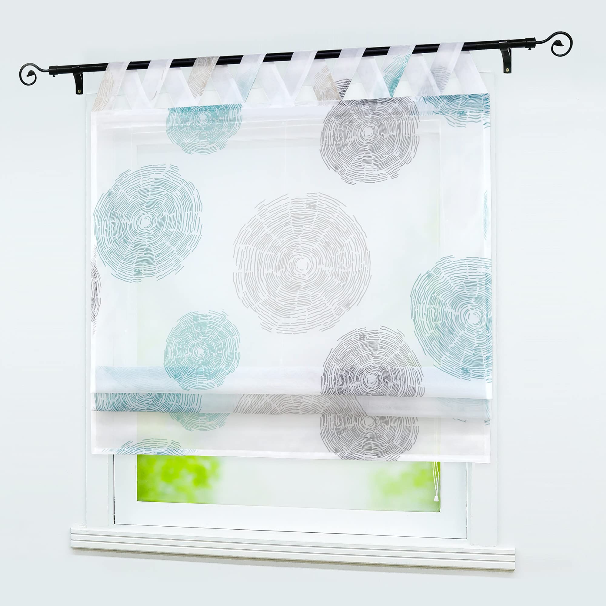 ESLIR Tenda a pacchetto senza fori, con ganci a U, in voile, trasparente, moderna, 1 pezzo, blu #2, 80 x 130 cm (larghezza x altezza