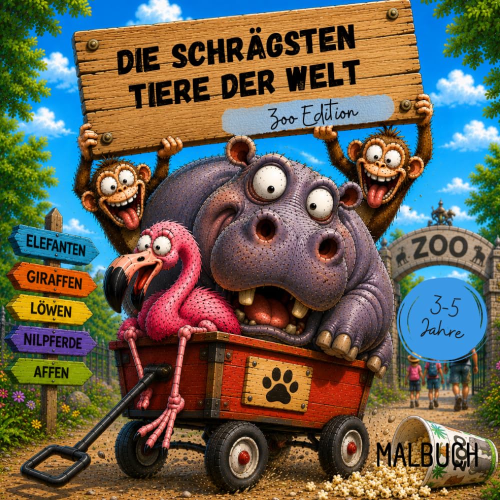 Die schrägsten Tiere der Welt: Zoo Edition: Malbuch für Kinder von 3–5 Jahren