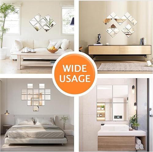 Miniatura 7 de Zwin Espejo de acrílico para pared, azulejos grandes de 16 x 12 pulgadas, sin vidrio, calcomanías de pared de longitud completa, espejo autoadhesivo