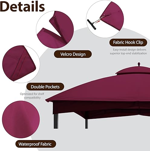 Miniatura 5 de Cubierta superior de repuesto de 10 x 12 pulgadas para Lowe's Allen Roth #GF-12S004B-1, kioscos de techo resistente con malla, solo parte superior