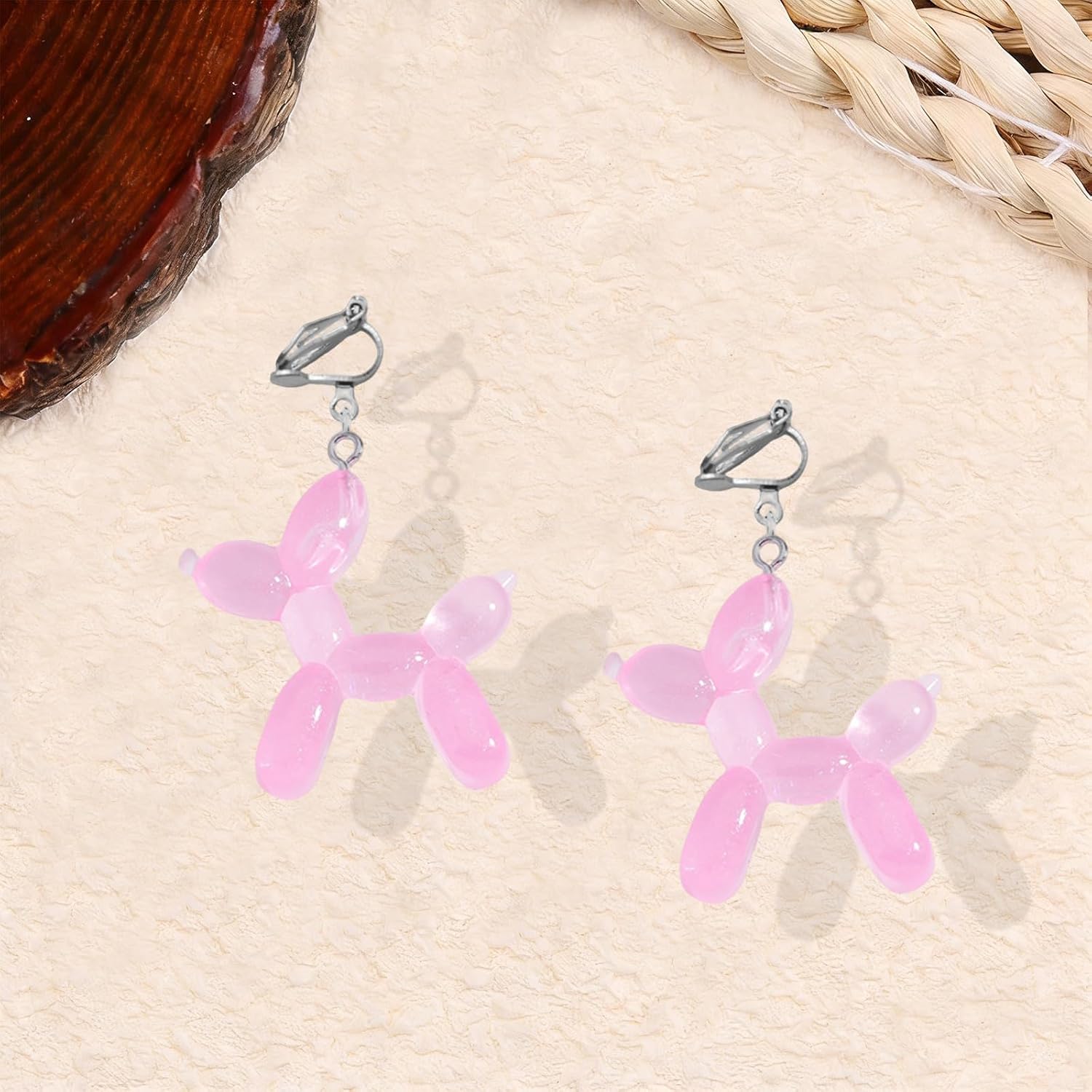 Balloon Dog Clip on Earrings for Women Colorful Resin Kawaii Funny 3D Balloon Dog Clip on Earrings Patry Holiday Jewelry Gifts Accessories