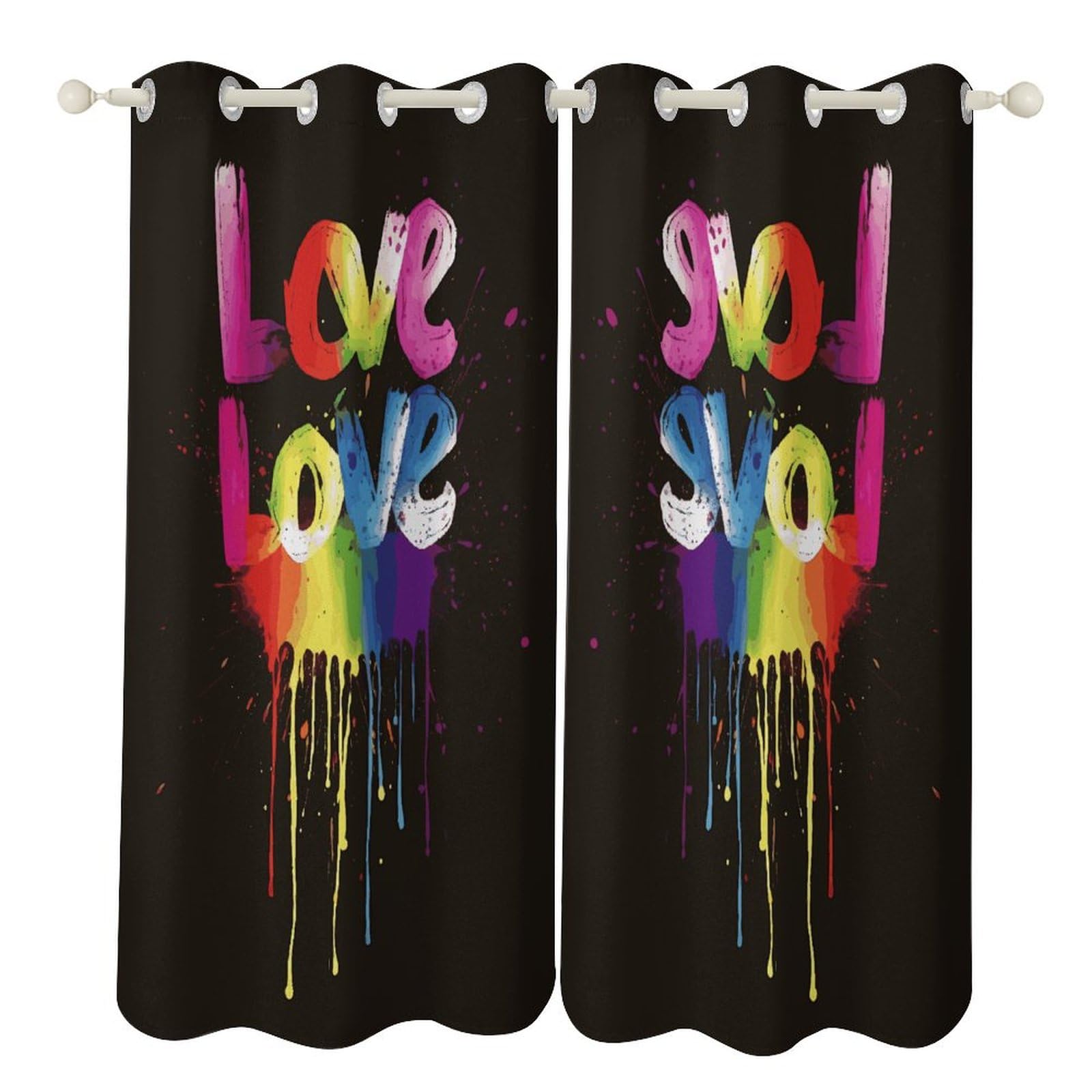 Rideaux occultants à œillets creux anti chaleur Love Is Love isolant phonique pour la nuit