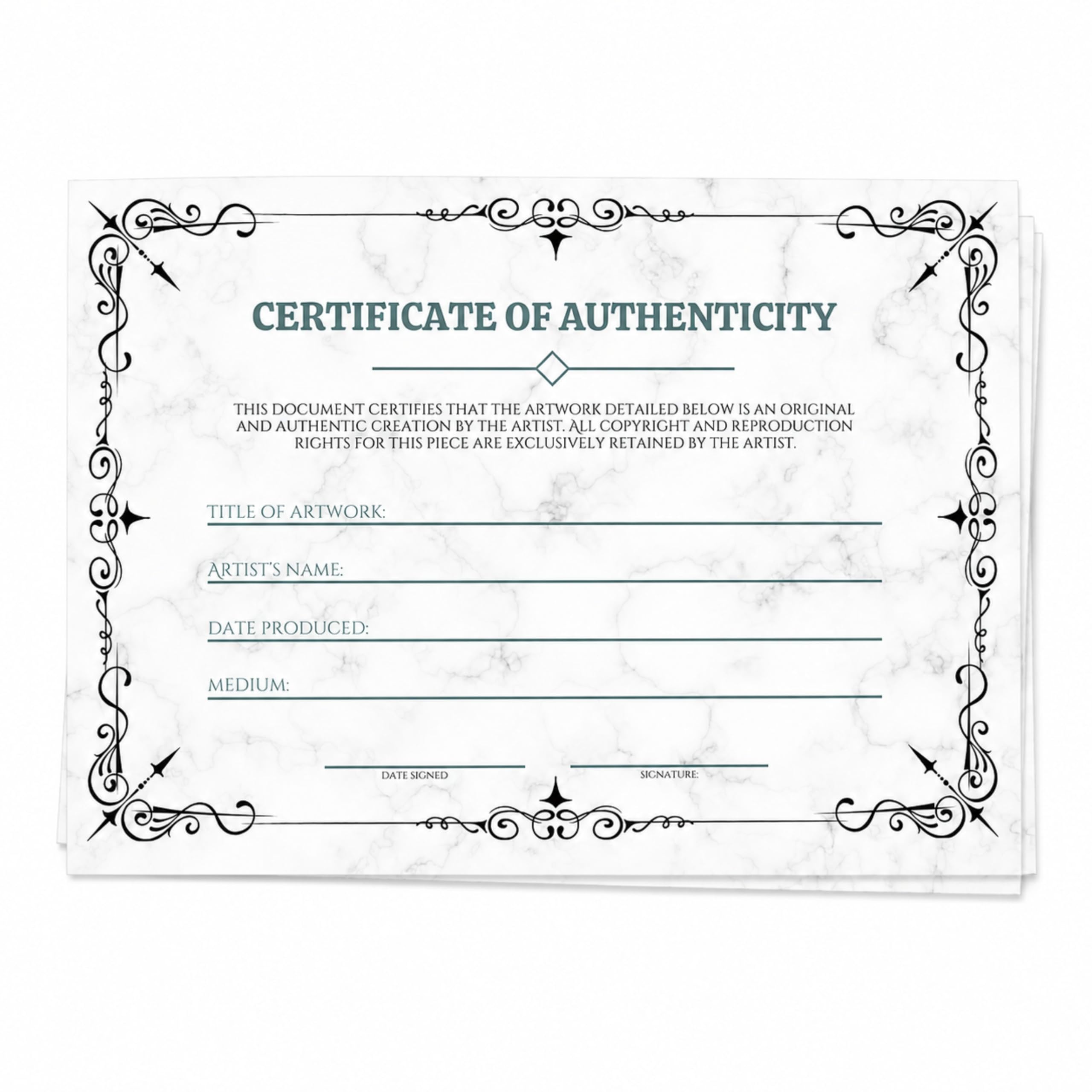 Mini Certificate of Authenticity, 5 x 7 Inch Premium Certificates, Perfect for Valuations, Gifts, Collectibles and Artwork, Bulk Pack of 6