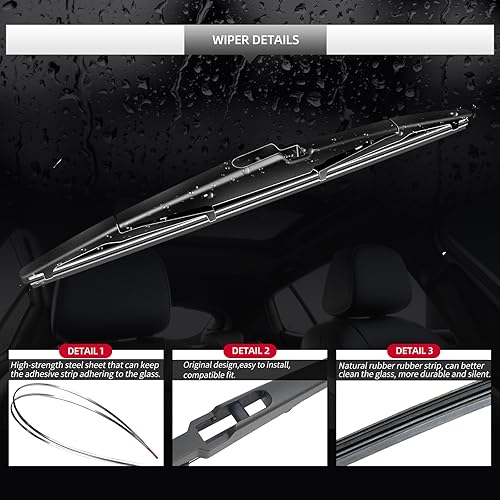 Miniatura 4 de Juego completo de limpiaparabrisas trasero de repuesto para Hyundai Santa Fe 2019, 2020, 2021, conjunto completo de limpiaparabrisas trasero