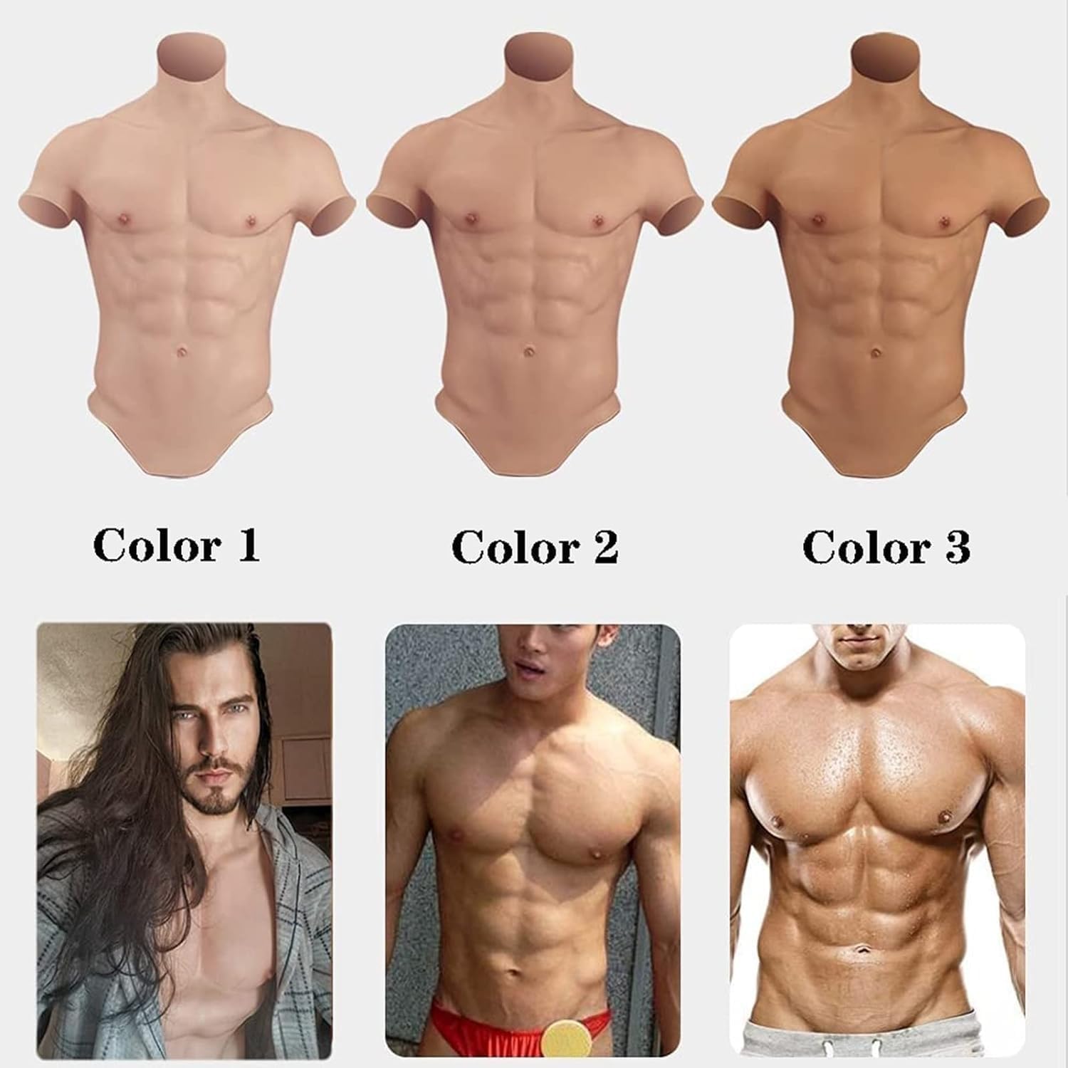 Silicone Muscle Chest Realistic Male Chest Fake Muscle Suit for Cosplayers Artificial Simulation Muscle Chest Man