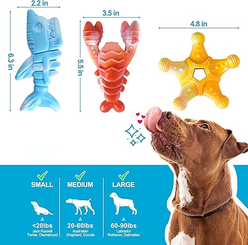 Miniatura 3 de KXK Juguetes para perros, paquete de 3, juguetes indestructibles para masticadores agresivos, juguetes resistentes para masticar perros para razas
