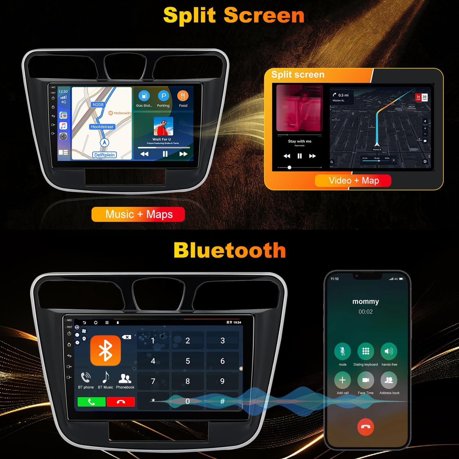 4+64G Car Radio for Chrysler 200/200C/200S 2011 2012 2013 2014, 9inch Hd Touch Screen Car Stereo Replacement Upgrade Wireless Apple Carplay Android Auto Back-up Camera GPS FM DSP 5GWiFi6 Bluetooth