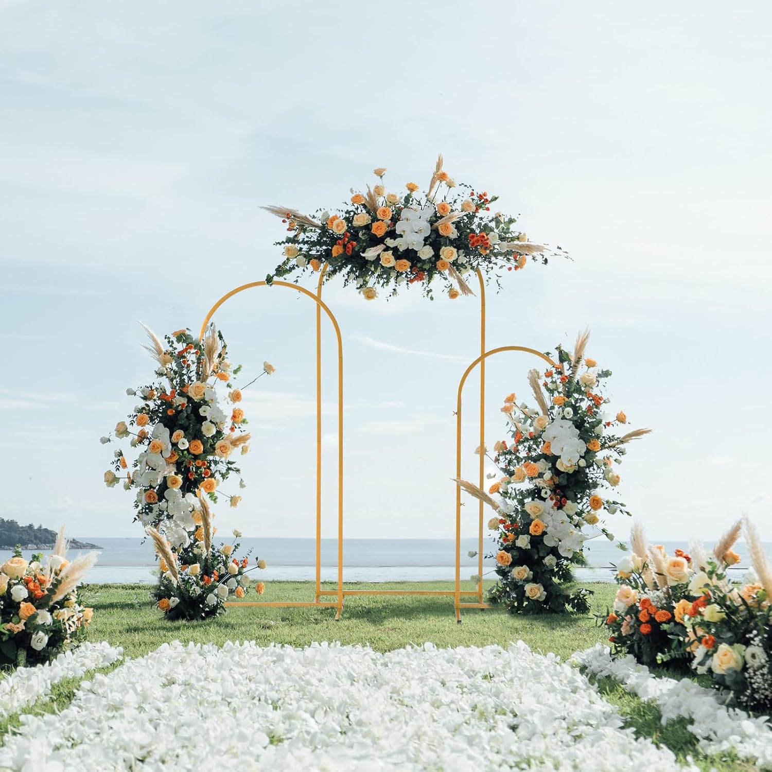 Ochine Gold Metal Wedding Arch for Ceremony, Metal Garden Arch Stand for Plants, Party Decoration