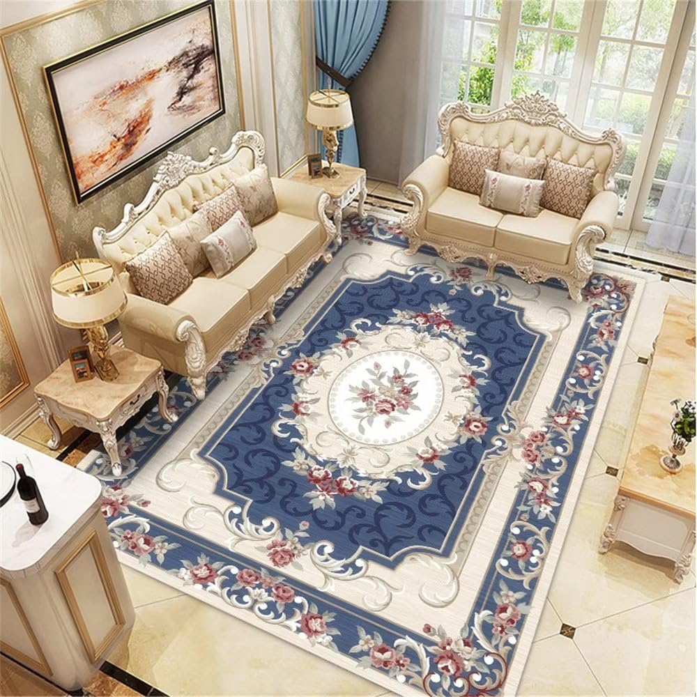 Tapis doux lavable en machine bleu éliminez les taches du salon facilement