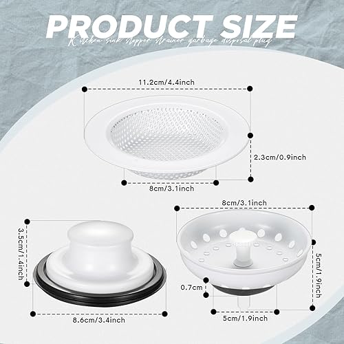 Vista 43 de Mudder 3 piezas de colador y tapón de drenaje para fregadero de cocina, tapón de eliminación de basura de acero inoxidable con asa, filtro universal