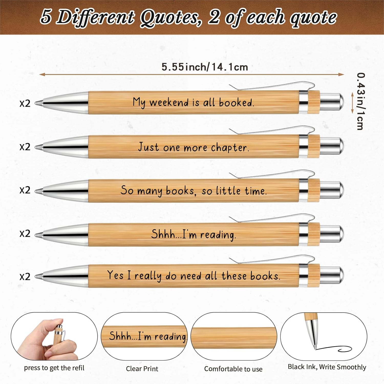 Resurhang 10 Sets Book Club Gifts Journal A6 Library Due Date Spiral Notebooks Planners with Bamboo Pens to Do List Reading Journals Gifts for Women Teacher Reader Student Librarian