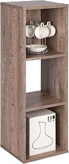 PACHIRA E-Commerce US 3-Tier Open Storage Shelf, Espresso Modern Cubby Organizer or Bookcase Cabinet for Living Room Bedroom Office Dorm Room Kids Room, Rustic Brown Oak