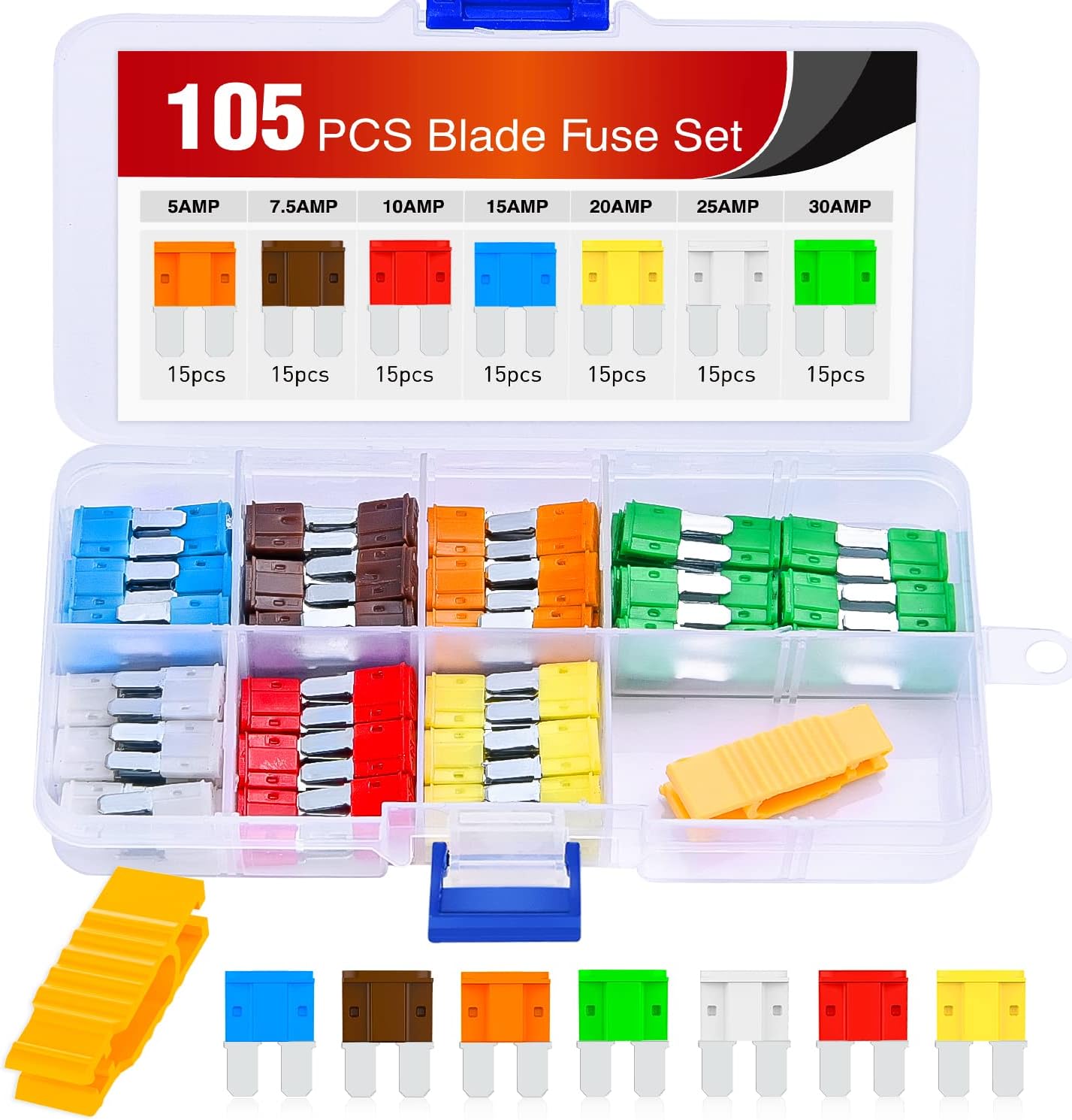 Nilight 105PCS Micro2 Fuse ATR APT Car Blade Fuses Assortment Kit Micro