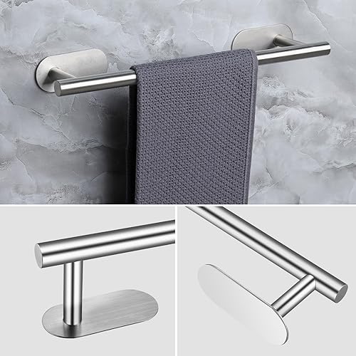 Miniatura 3 de JiGiU Toallero autoadhesivo, el juego de accesorios de baño incluye barra de toalla de baño de 16 pulgadas, soporte de papel higiénico y anillo de