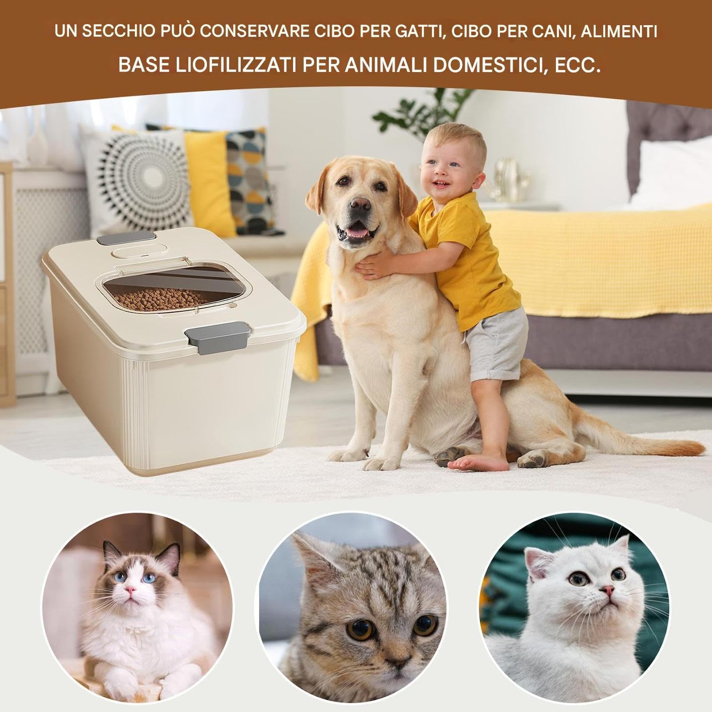 Generico Contenitore per Alimenti Animali Contenitore Cibo Cani Ermetico | contenitore ermetico snack per gatti Impilabile Dispenser Cibo e Snack Organizer Multiuso Casa Cucina Disp