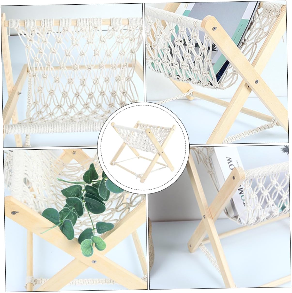 Handmade Woven Magazine and Book Holder Rustic Decorative Storage for Living Room Bedroom and Home Office Scandinavian Rope Design Versatile Organizer for Magazines and Books